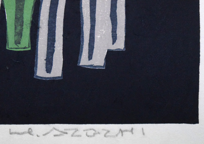 畦地梅太郎「枯木のいさかい」木版画 本人直筆鉛筆サイン画像