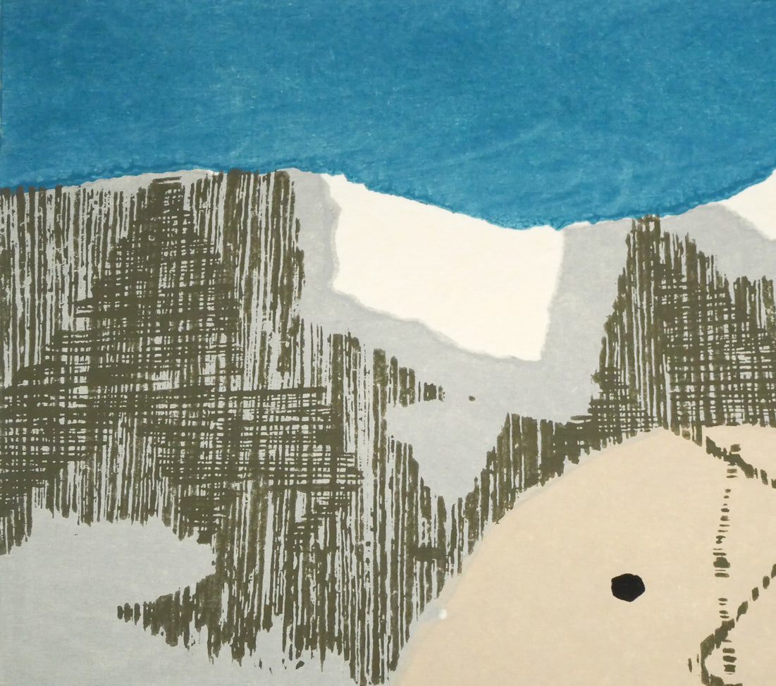 畦地梅太郎「初冬の声」木版画 拡大画像1