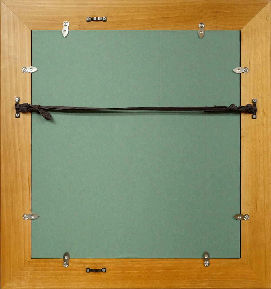 畦地梅太郎「鳥と山男」水彩画 額縁裏側画像