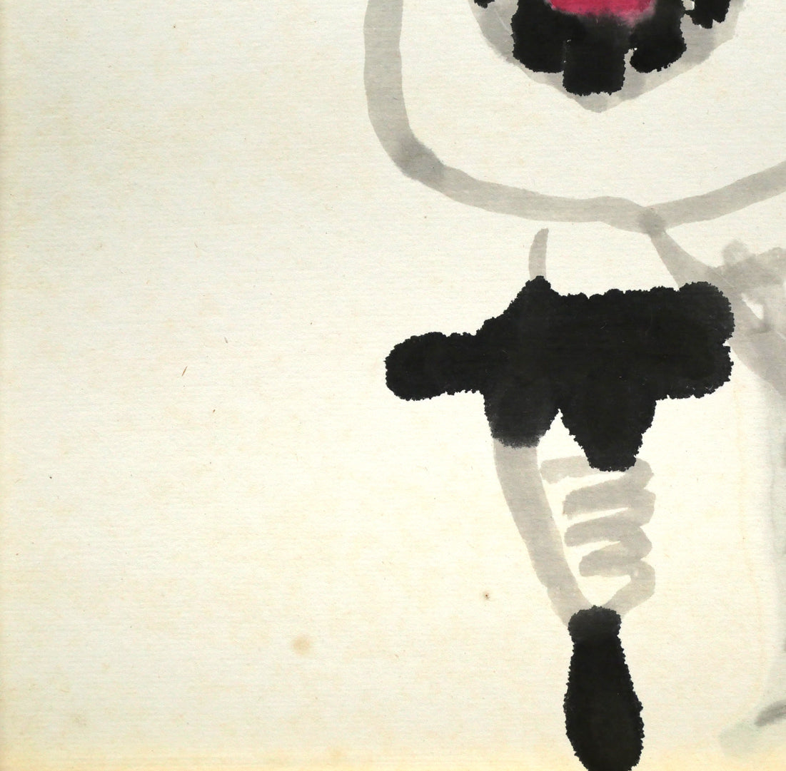 畦地梅太郎「鳥と山男」水彩画 拡大画像3