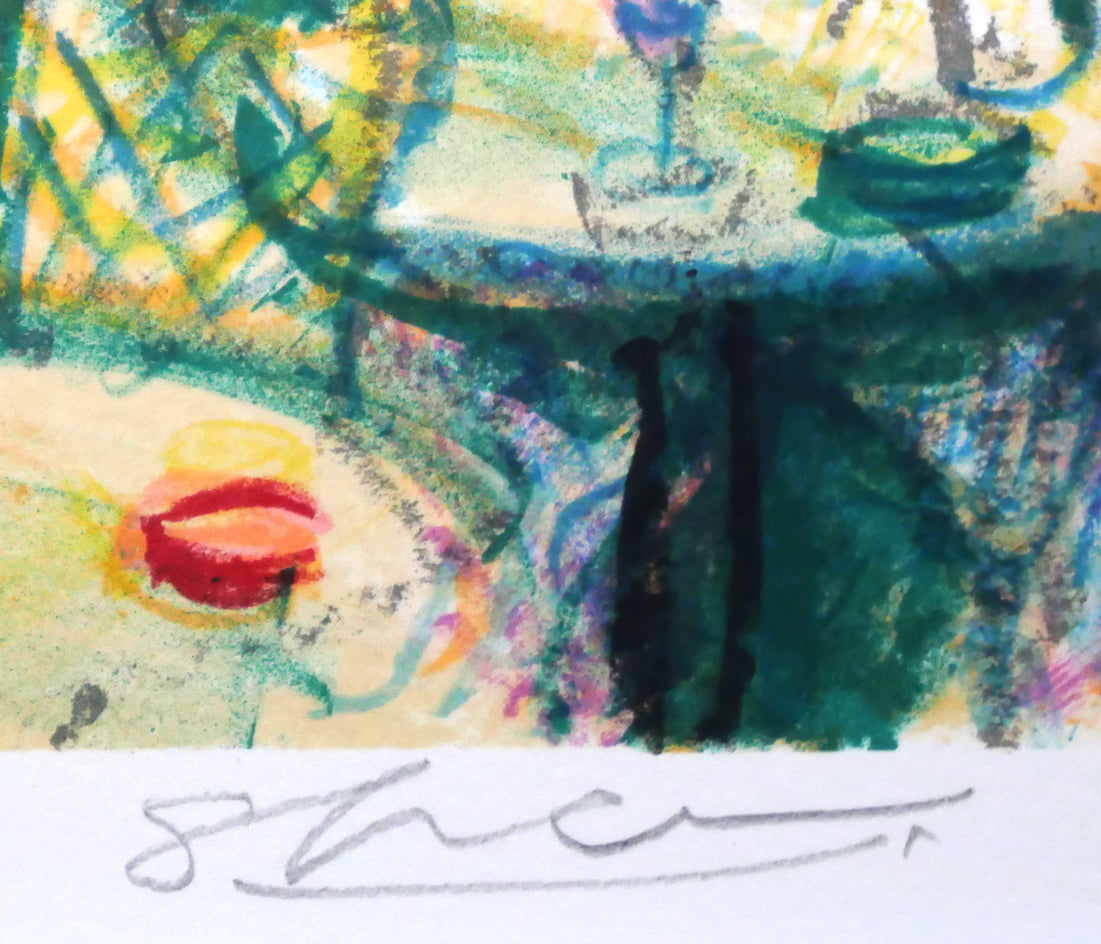 東弘孝「カフェ」リトグラフ 本人直筆鉛筆サイン