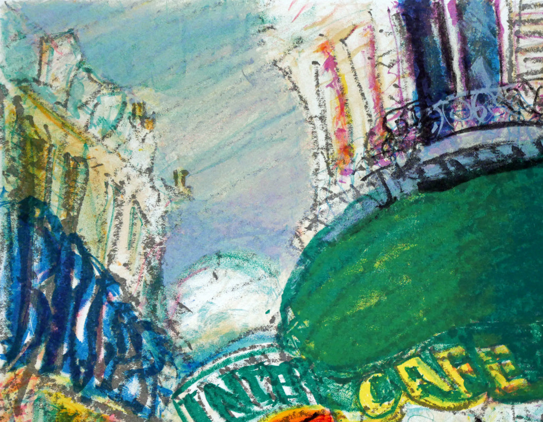 東弘孝「カフェ」リトグラフ 拡大画像1