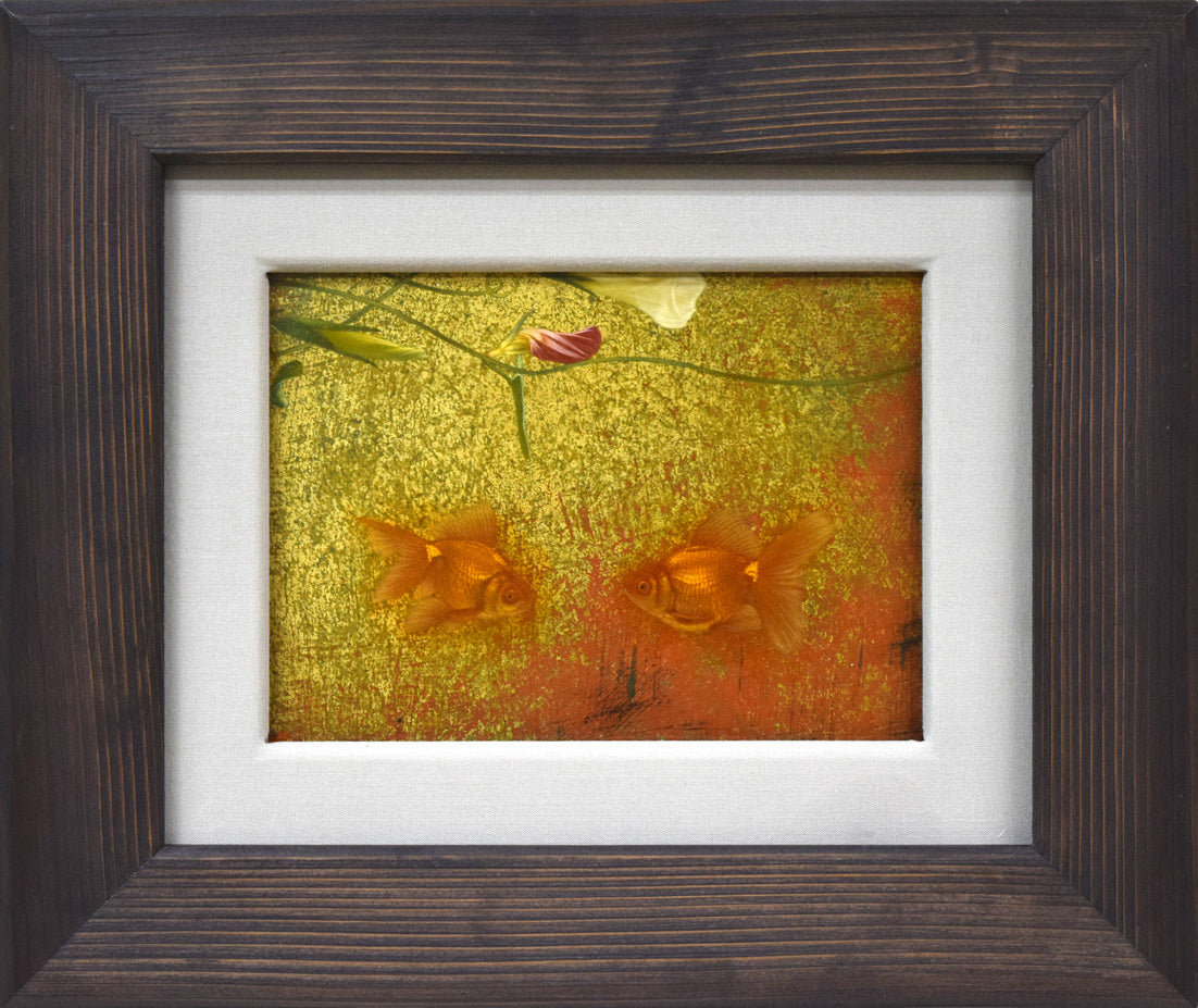 伴清一郎「めぐりあい」板に油彩、テンペラ・変形SM