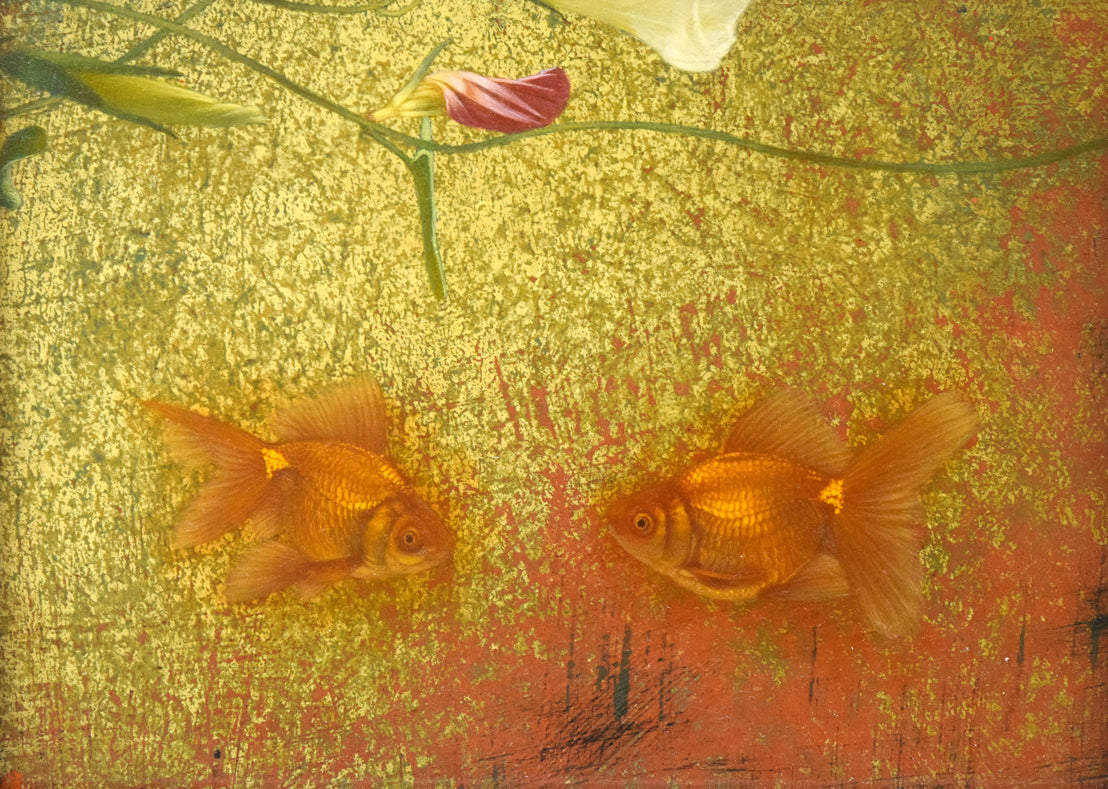 伴清一郎「めぐりあい」板に油彩、テンペラ・変形SM 作品全体拡大画像