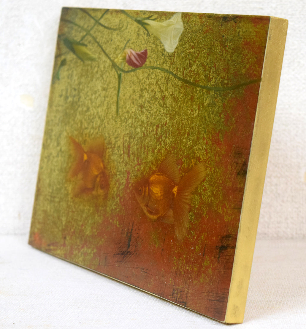 伴清一郎「めぐりあい」板に油彩、テンペラ・変形SM 作品全体画像