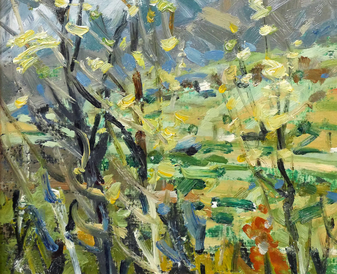 萬谷藤男「芦別岳の春」油絵・F3号 拡大画像3