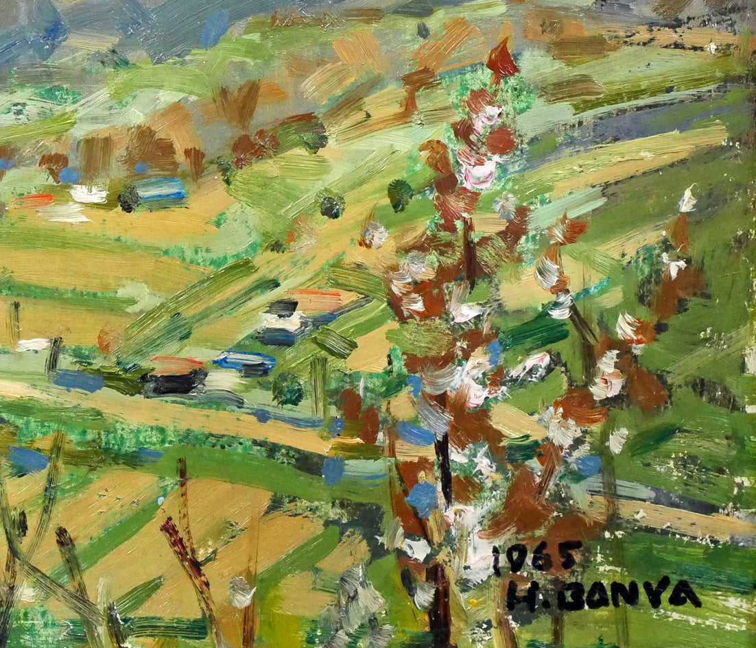 萬谷藤男「芦別岳の春」油絵・F3号 拡大画像4