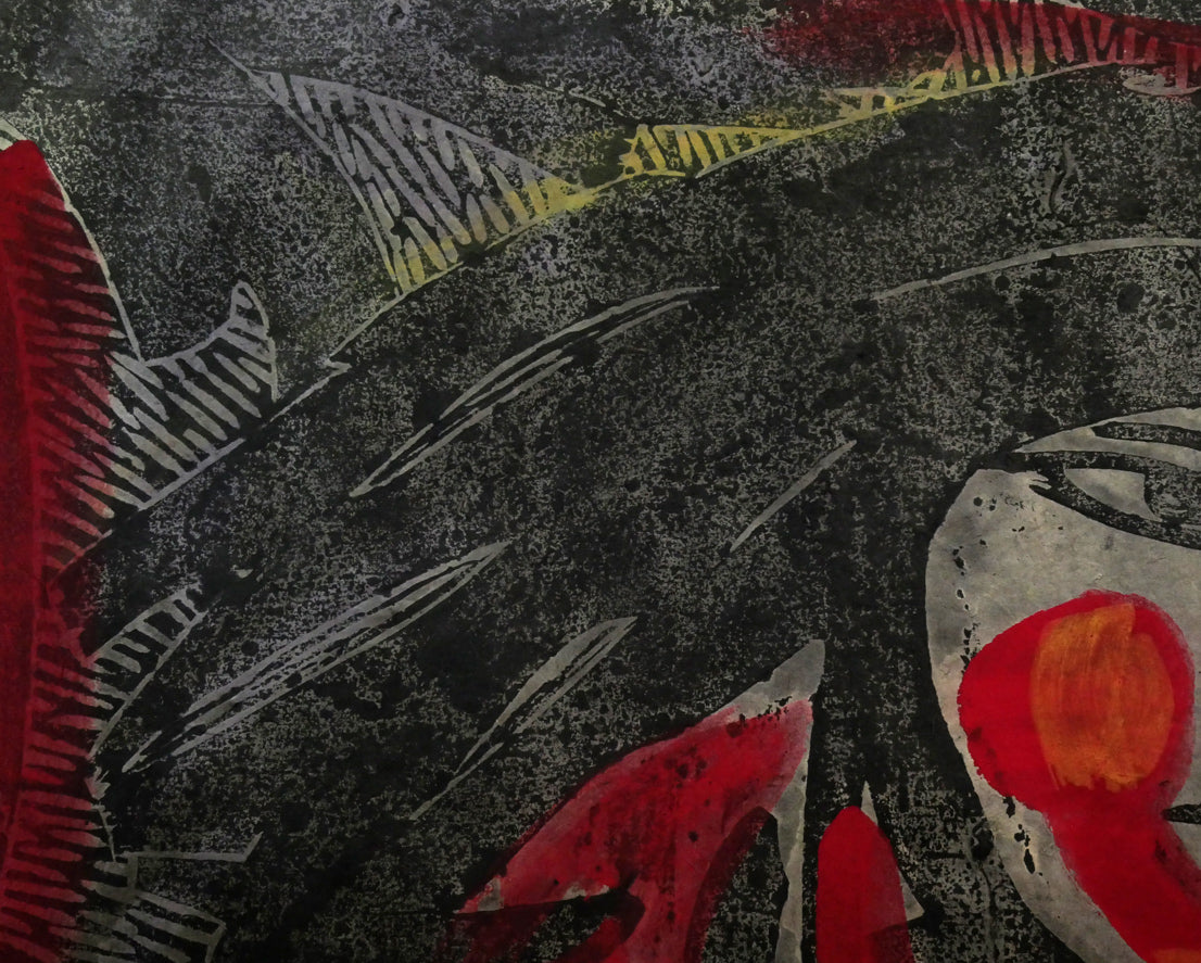 伴 颺(バン ヨウ)「やまんこ」木版画に手彩色・12号 拡大画像1