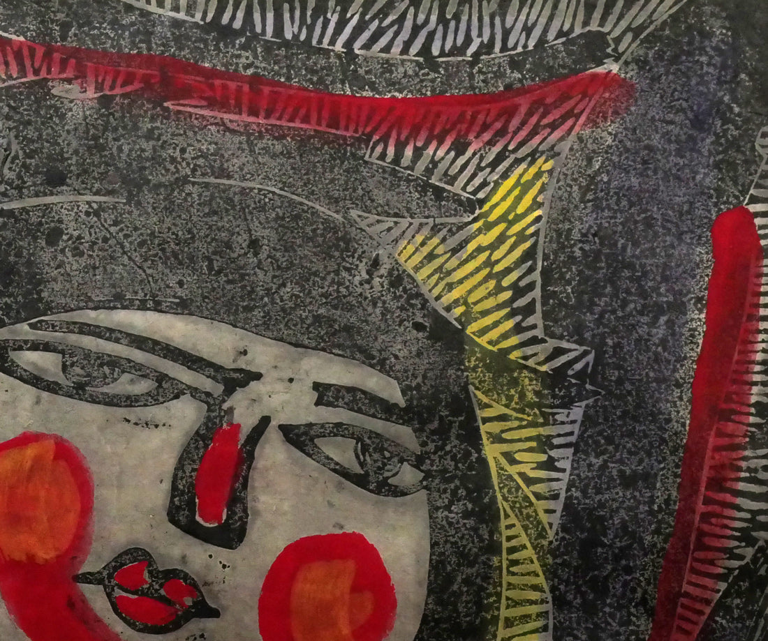 伴 颺(バン ヨウ)「やまんこ」木版画に手彩色・12号 拡大画像2