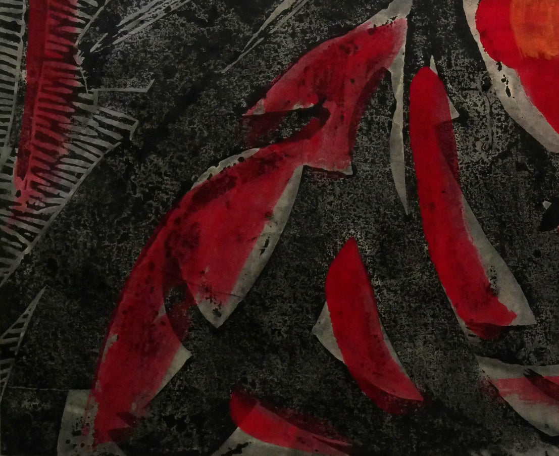 伴 颺(バン ヨウ)「やまんこ」木版画に手彩色・12号 拡大画像3