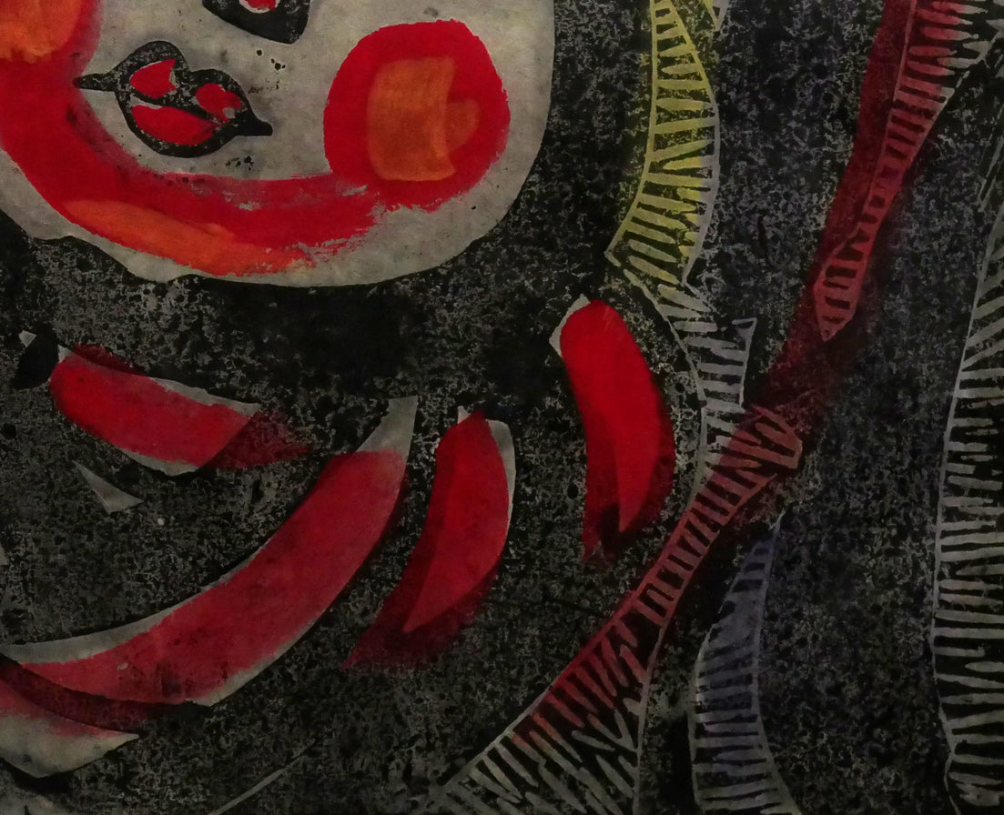 伴 颺(バン ヨウ)「やまんこ」木版画に手彩色・12号 拡大画像4