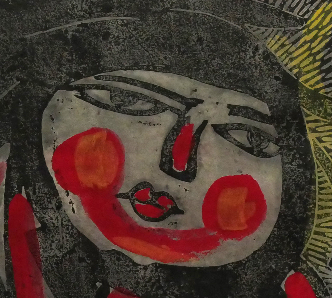 伴 颺(バン ヨウ)「やまんこ」木版画に手彩色・12号 拡大画像5