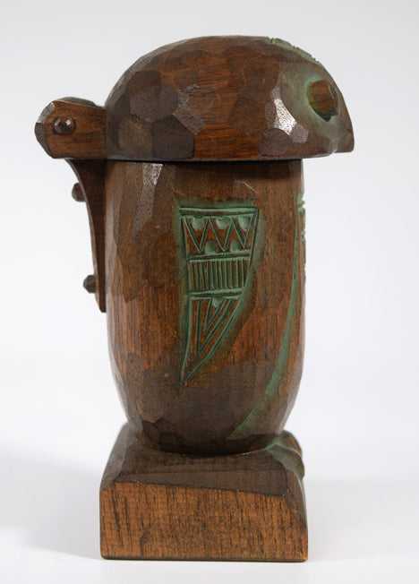 砂澤ビッキデザイン「音威子府の木梟(天然記念佛法僧の北限)」木彫作品 全体画像4