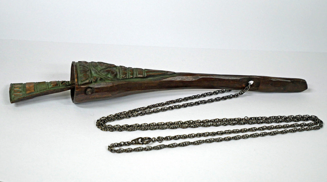 砂澤ビッキ「樹鈴ペンダント(約18.7cm)」木彫作品 作品全体画像1