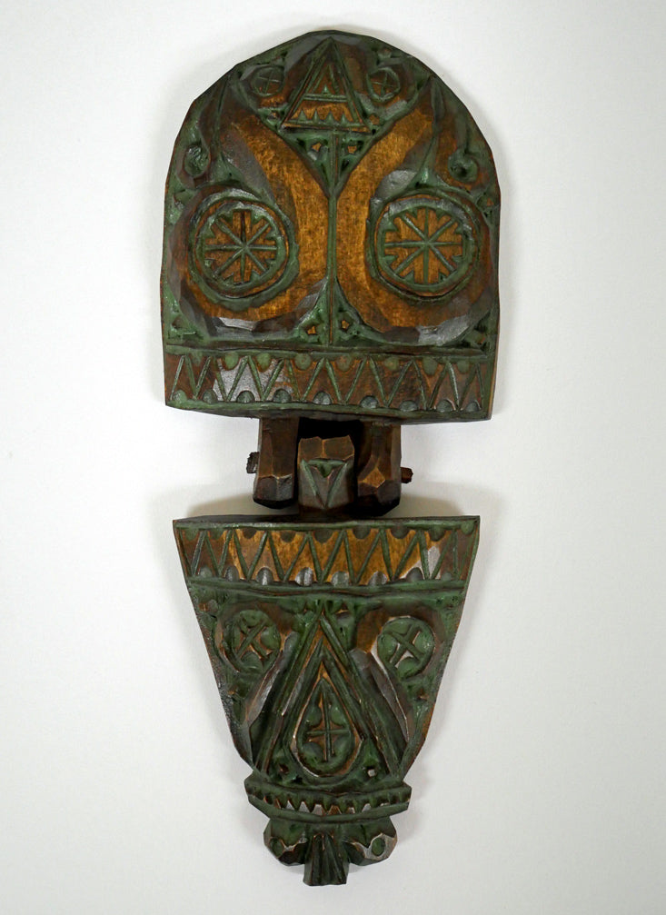 砂澤ビッキ「ビッキ文様ブローチ(約11.2cm)」木彫作品