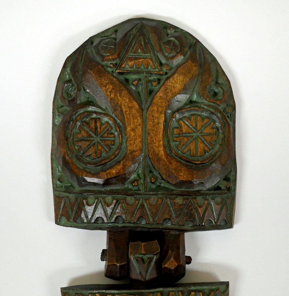 砂澤ビッキ「ビッキ文様ブローチ(約11.2cm)」木彫作品 拡大画像1