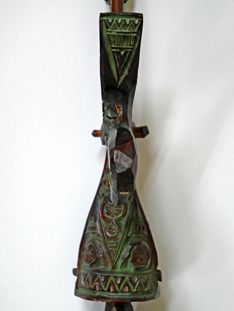 砂澤ビッキ「樹鈴二連啄木鳥(キツツキ)ペンダント(約21.7cm)」木彫作品 拡大画像1