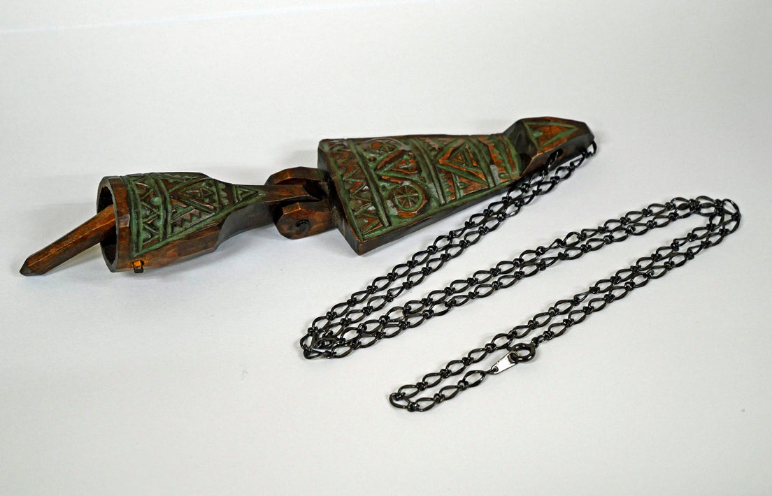 砂澤ビッキ「樹鈴ペンダント二連(約14.7cm)」木彫作品