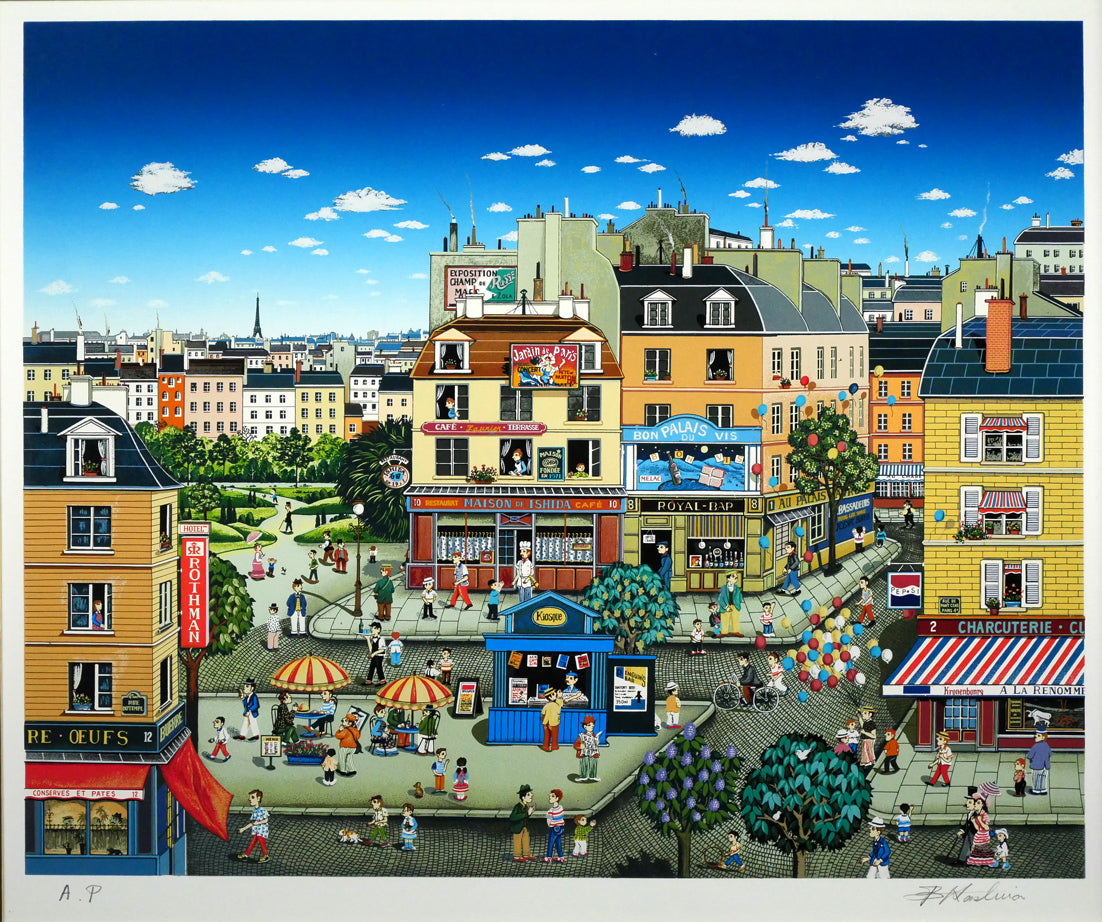 ビンカシワ「キャフェテラス(CAFETERIA)」シルクスクリーン版画 作品全体画像