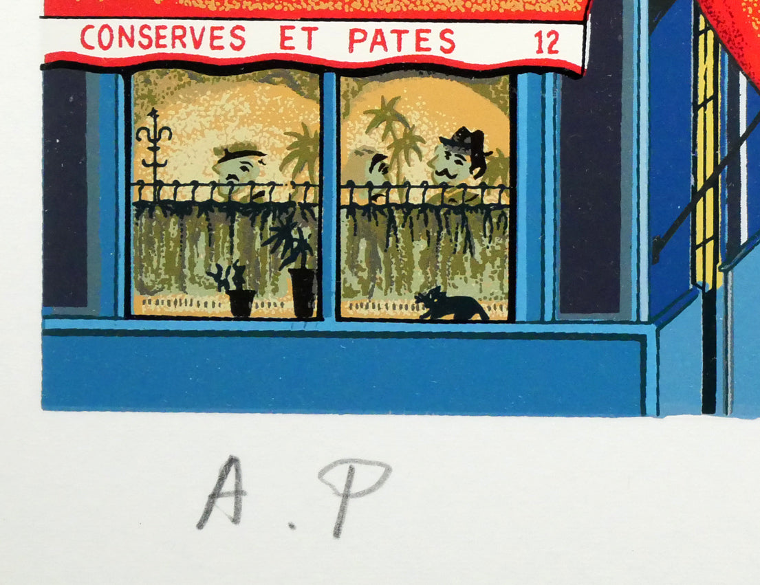 ビンカシワ「キャフェテラス(CAFETERIA)」シルクスクリーン版画 限定番号(ed,A.P=作家保存版)