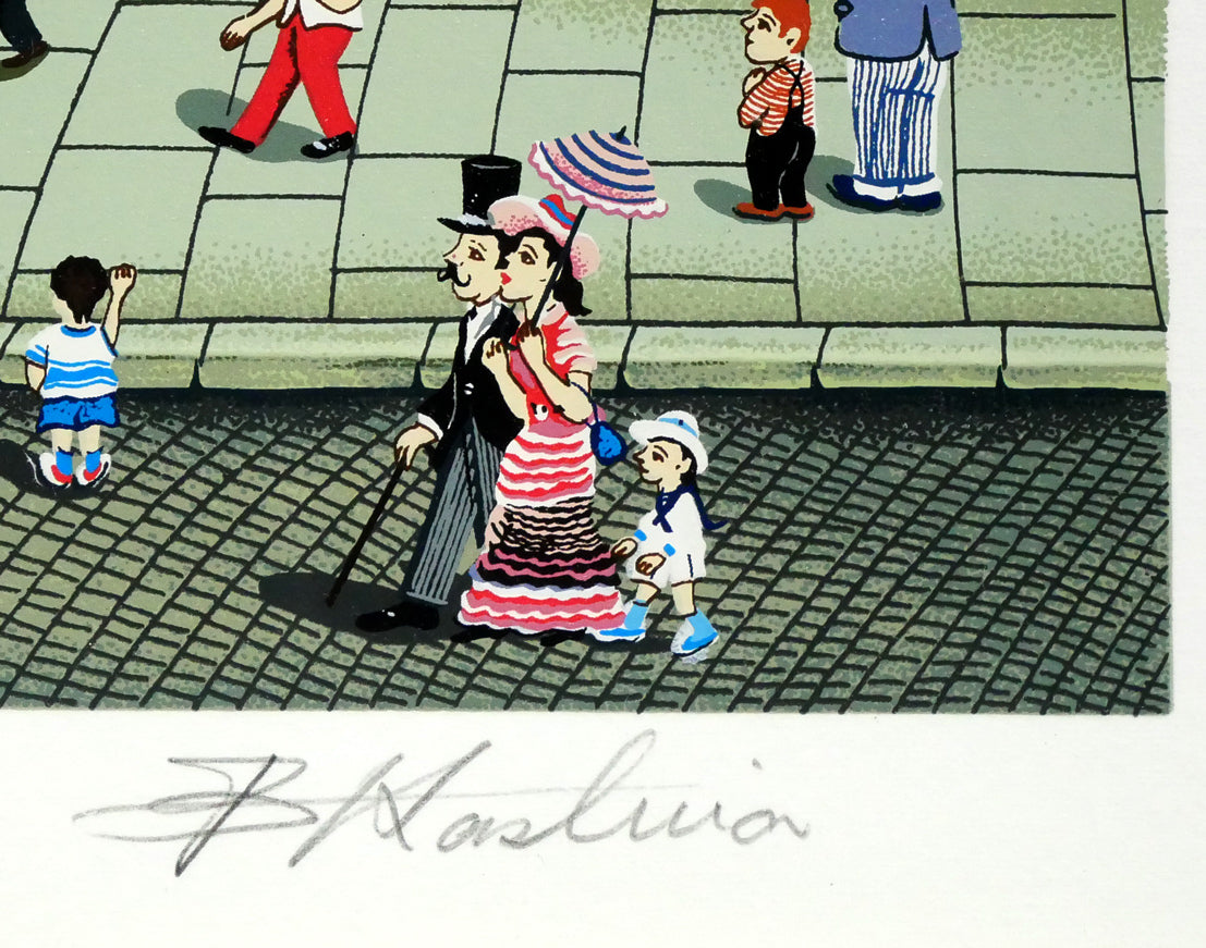 ビンカシワ「キャフェテラス(CAFETERIA)」シルクスクリーン版画 本人直筆鉛筆サイン