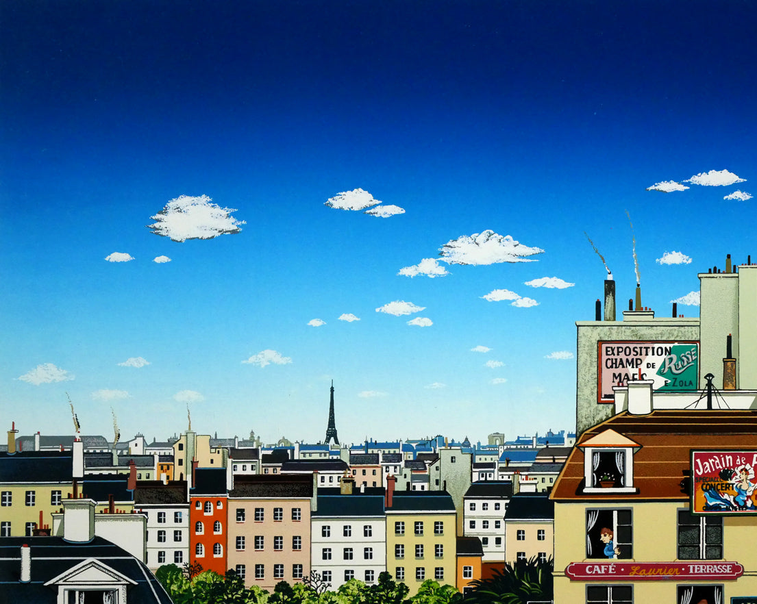 ビンカシワ「キャフェテラス(CAFETERIA)」シルクスクリーン版画 拡大画像1