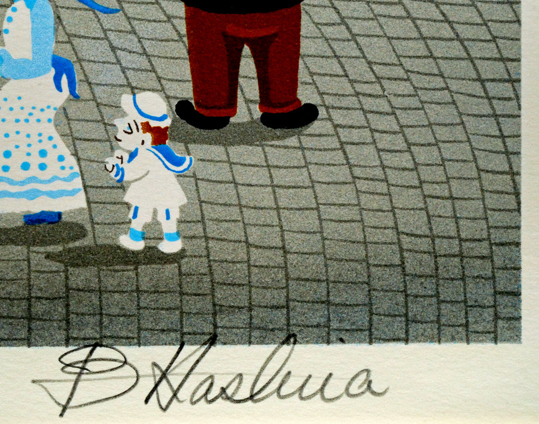 ビンカシワ「パリ・モンマルトル丘の上」リトグラフ 本人直筆鉛筆サイン