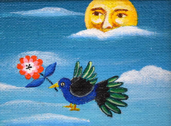 ビン・カシワ「初恋」油絵・F0号 拡大画像2