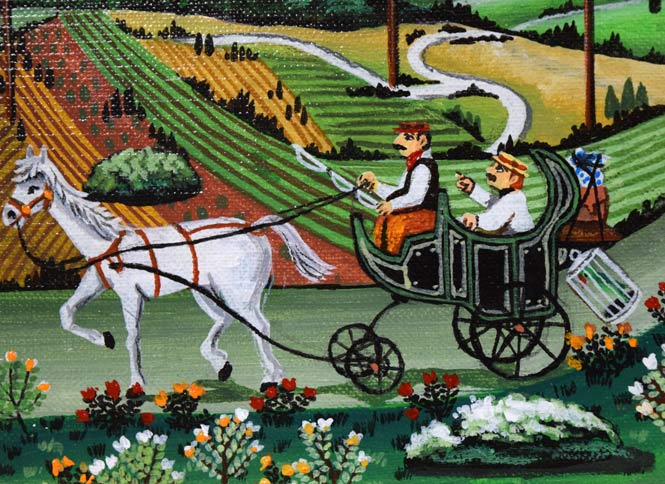 ビン・カシワ「ヒッチハイク」油絵・F0号 拡大画像4