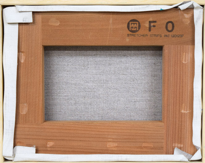 ビン・カシワ「幸福へのエアメール」油絵・F0号 キャンバス裏側画像