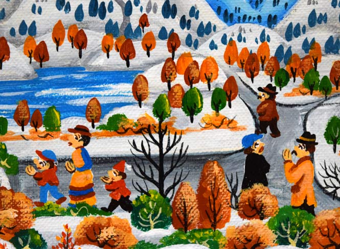 ビン・カシワ「オーイ、待っておくれ(サンタ)」油絵・F0号 拡大画像7