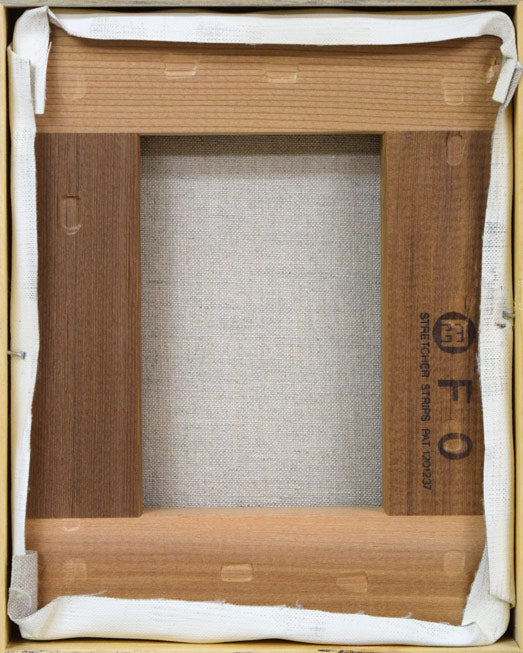 ビン・カシワ「オーイ、待っておくれ(サンタ)」油絵・F0号 キャンバス裏側画像