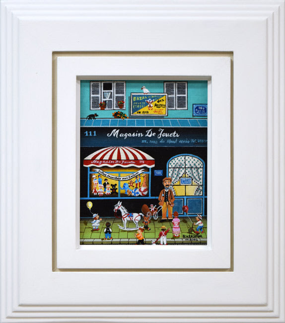 ビン・カシワ「トイ・ショップ」油絵・F0号