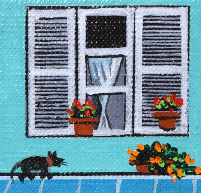 ビン・カシワ「トイ・ショップ」油絵・F0号 拡大画像2