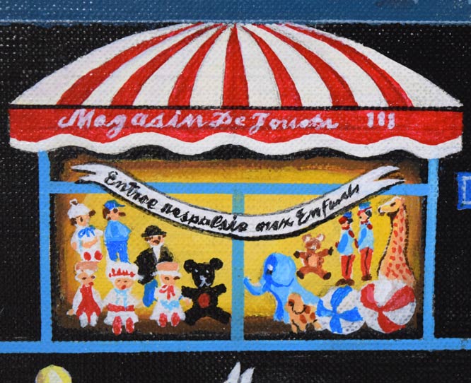 ビン・カシワ「トイ・ショップ」油絵・F0号 拡大画像5