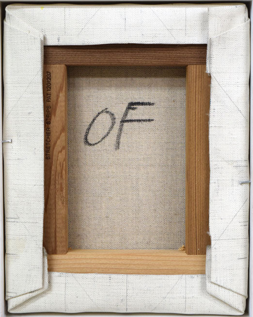 ビン・カシワ「トイ・ショップ」油絵・F0号 キャンバス裏側画像