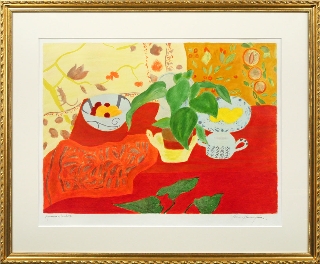 ピエール ボンコンパン(Pierre BONCOMPAIN)「赤いテーブルクロス」リトグラフ