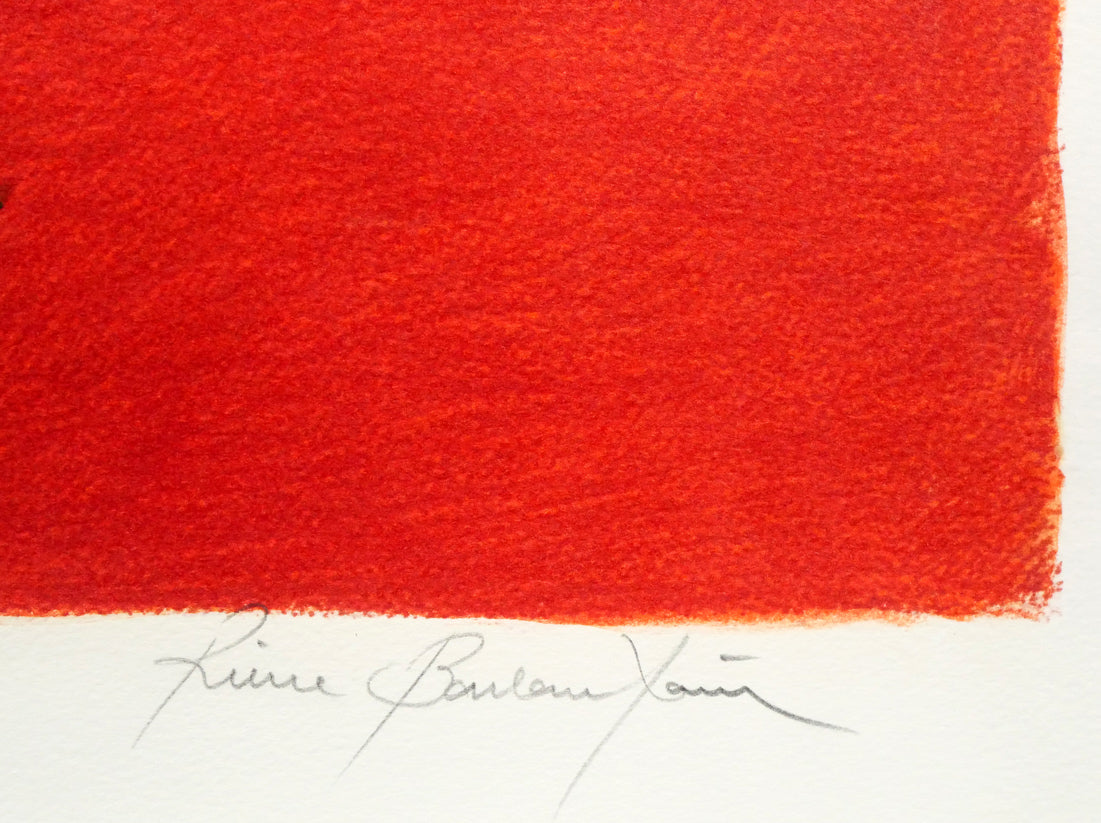 ピエール ボンコンパン(Pierre BONCOMPAIN)「赤いテーブルクロス」リトグラフ 本人直筆鉛筆サイン