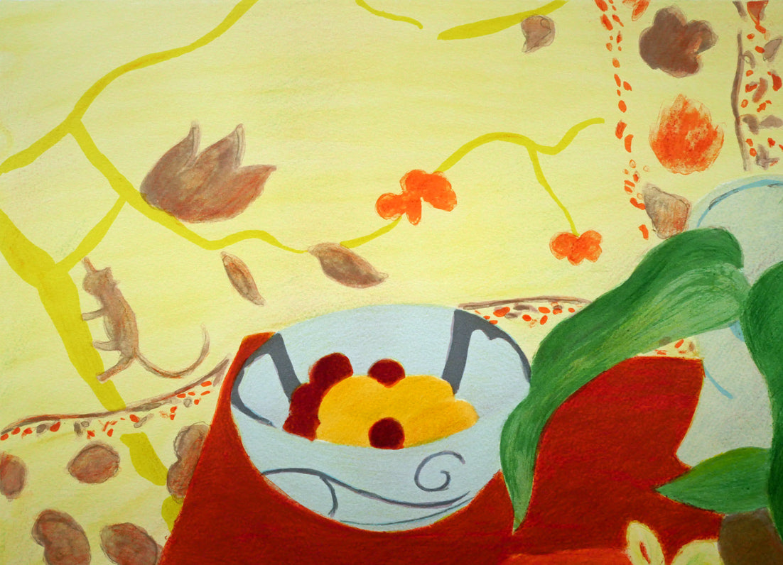 ピエール ボンコンパン(Pierre BONCOMPAIN)「赤いテーブルクロス」リトグラフ 拡大画像1