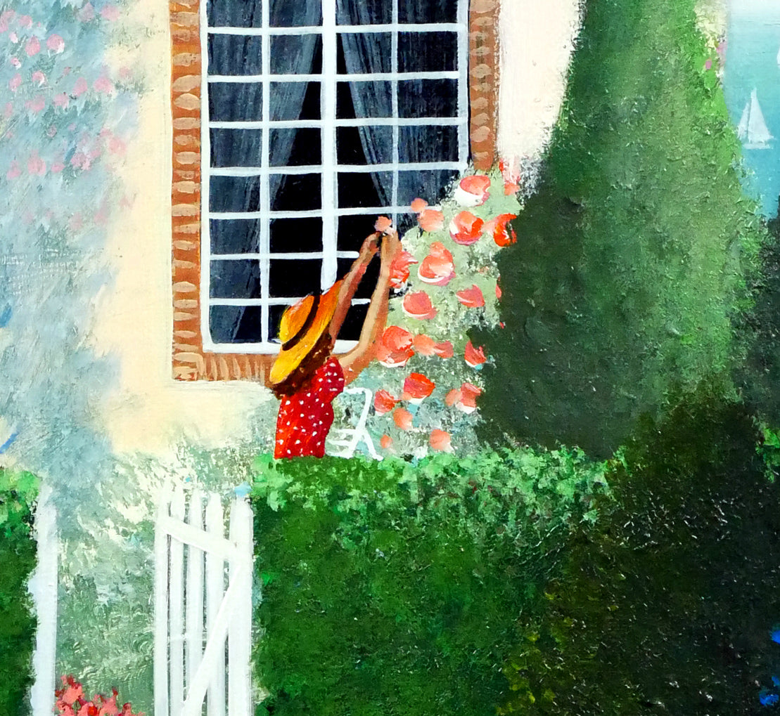 アラン ボネック(Alain BONNEC)「コートダジュールの休日」油絵・仏F3号 拡大画像2