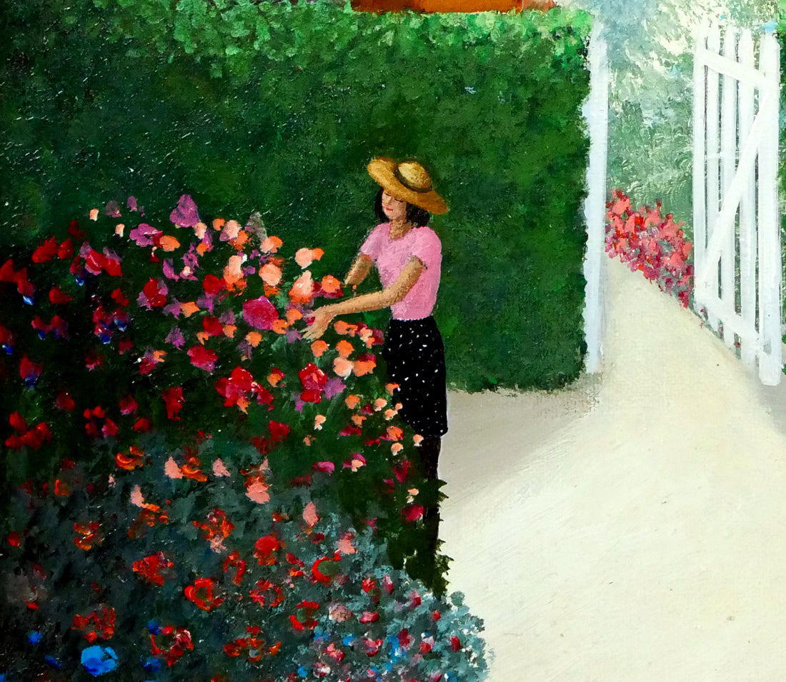 アラン ボネック(Alain BONNEC)「コートダジュールの休日」油絵・仏F3号 拡大画像5