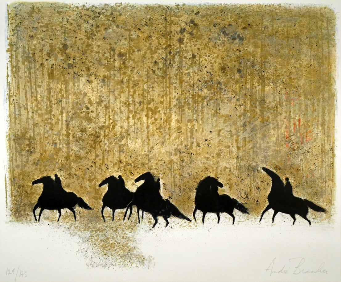 アンドレ ブラジリエ(Andre Brasilier)「冬の馬」リトグラフ 作品全体画像