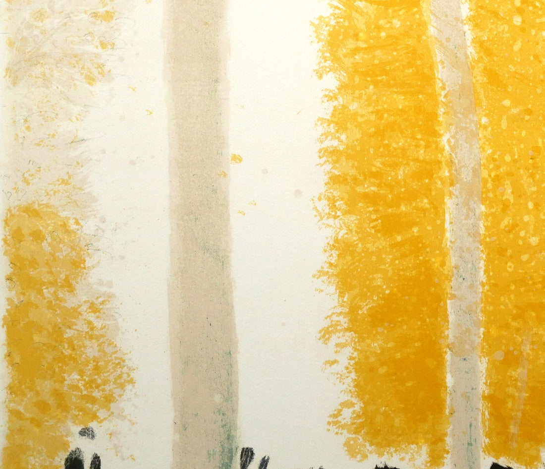 アンドレ ブラジリエ(Andre Brasilier)「乗馬服の一行(黄)」リトグラフ 拡大画像3