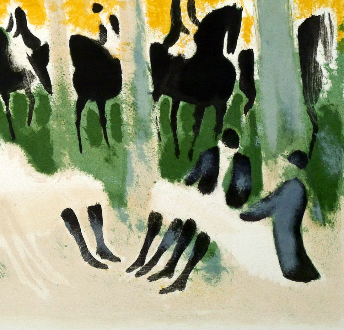 アンドレ ブラジリエ(Andre Brasilier)「乗馬服の一行(黄)」リトグラフ 拡大画像6