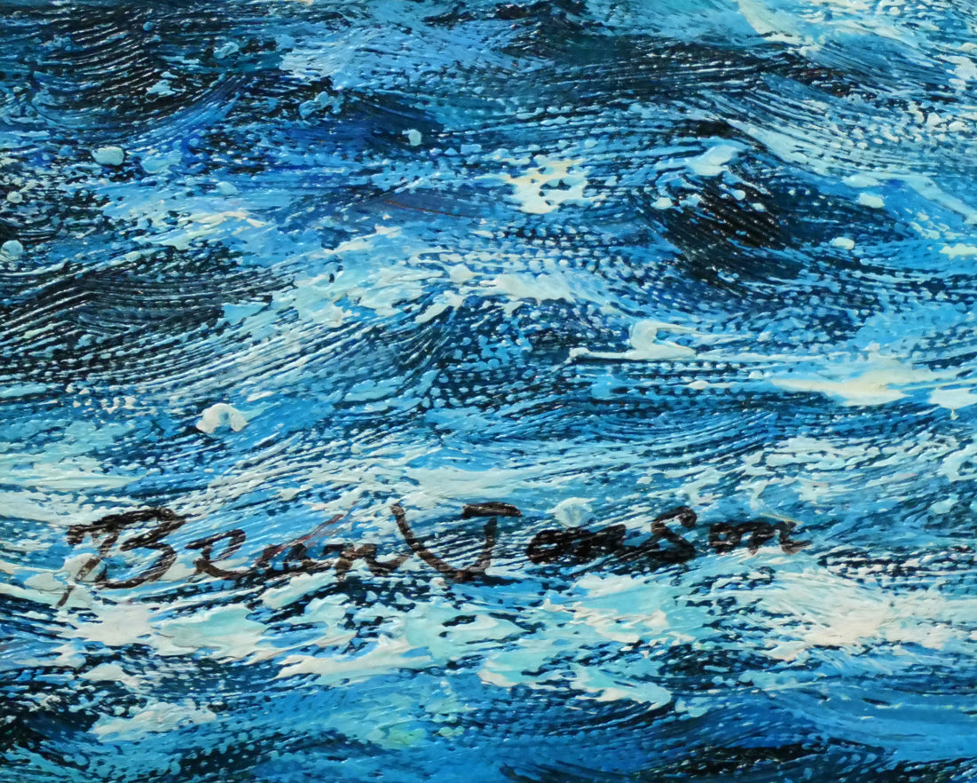 ブライアン ジョンソン(BRIAN JONSON)「帆船」油絵・F6号 サイン拡大画像