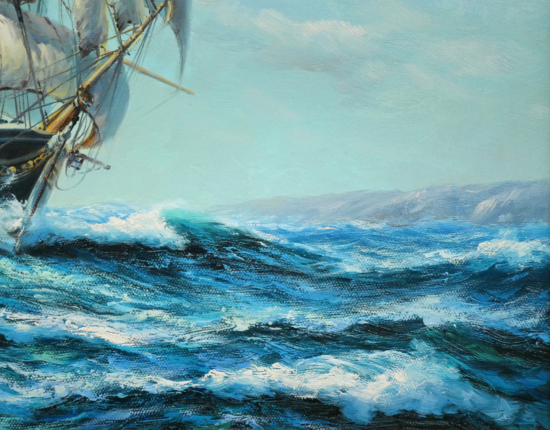 ブライアン ジョンソン(BRIAN JONSON)「帆船」油絵・F6号 拡大画像7