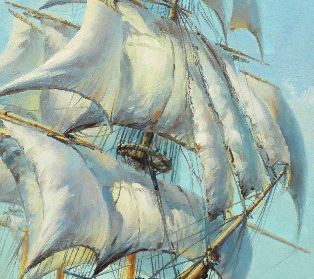 ブライアン ジョンソン(BRIAN JONSON)「帆船」油絵・F6号 拡大画像3