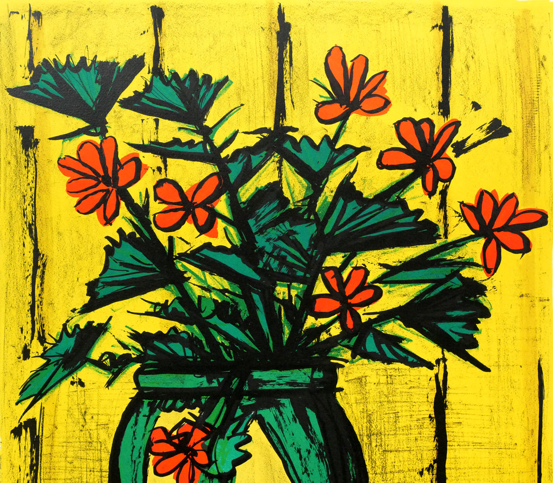 ベルナール・ビュッフェ(Bernard BUFFET)「花と花瓶」リトグラフ 拡大画像1
