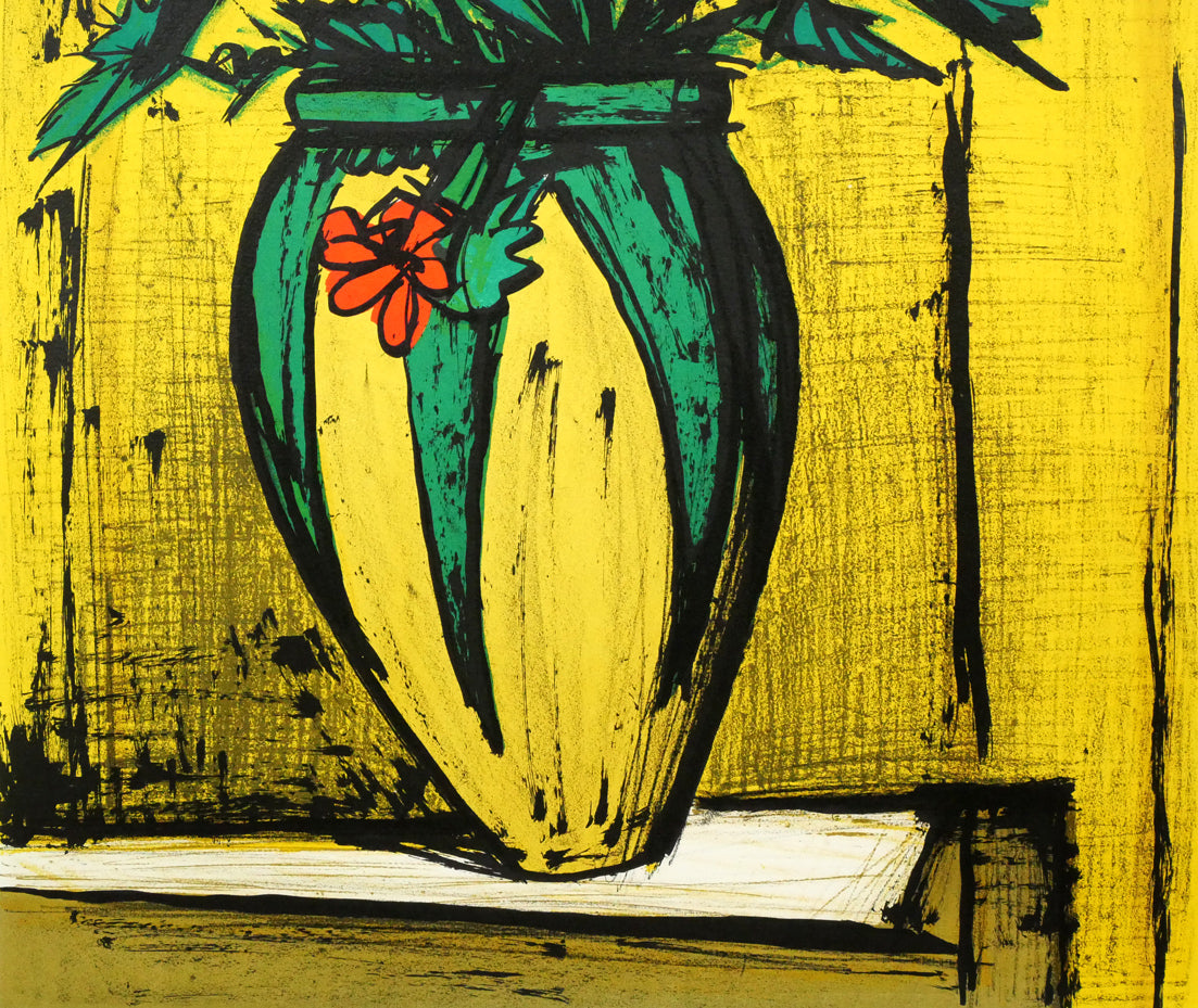 ベルナール・ビュッフェ(Bernard BUFFET)「花と花瓶」リトグラフ 拡大画像4