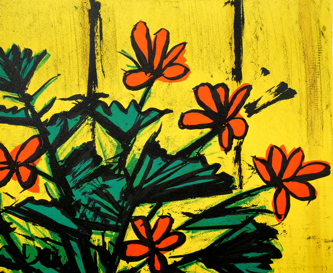 ベルナール・ビュッフェ(Bernard BUFFET)「花と花瓶」リトグラフ 拡大画像2